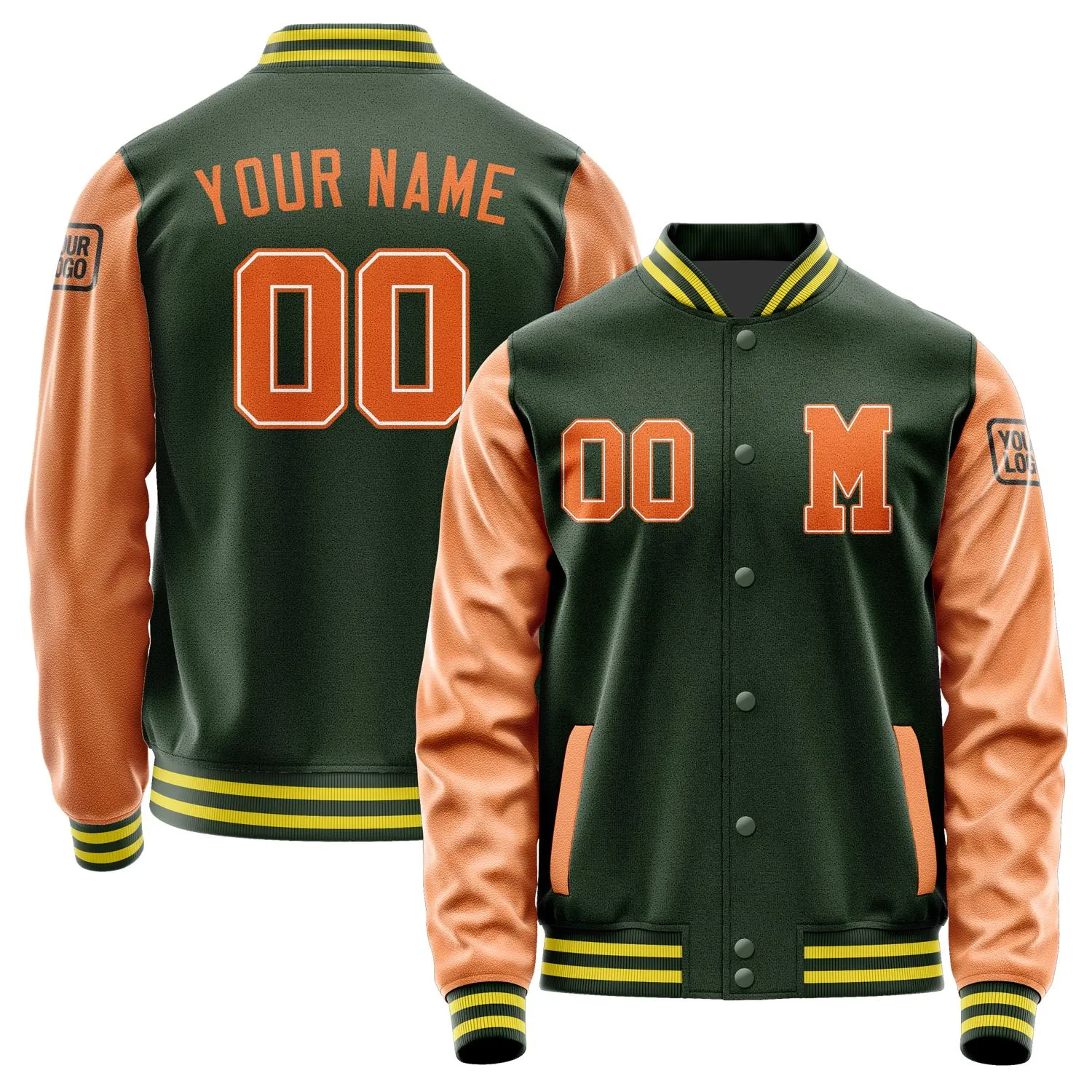 Custom Dark Green Orange Jacket sold by Tailorly