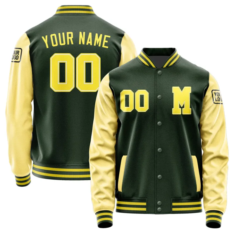 Custom Dark Green Light Yellow Jacket sold by Tailorly