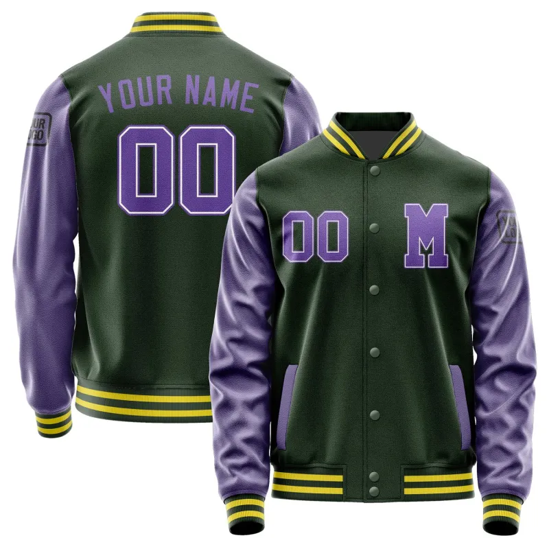 Custom Dark Green Light Purple Jacket sold by Tailorly