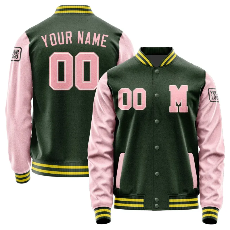Custom Dark Green Light Pink Jacket sold by Tailorly