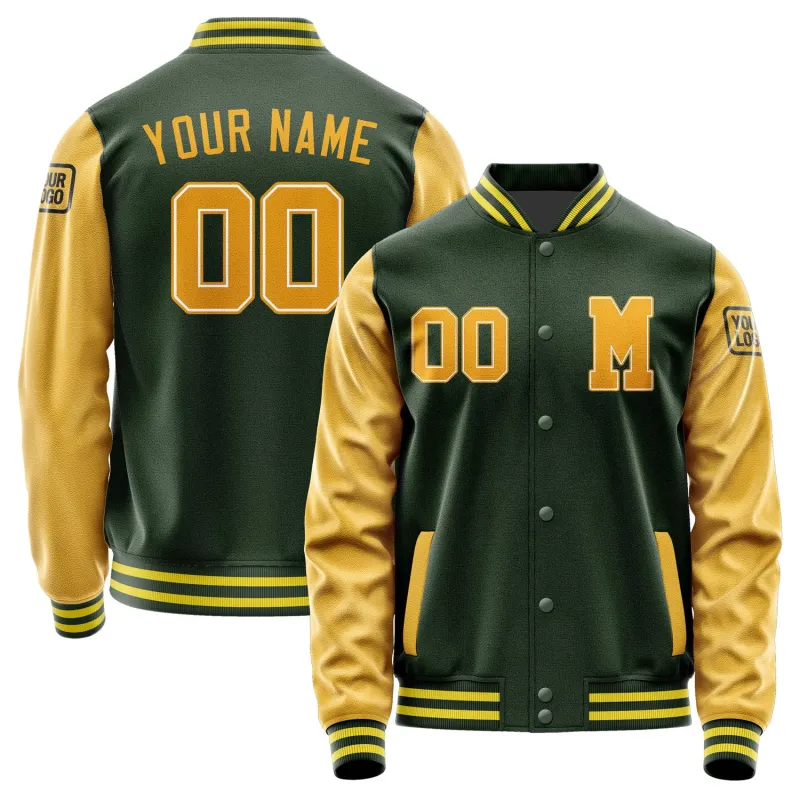 Custom Dark Green Yellow Jacket sold by Tailorly