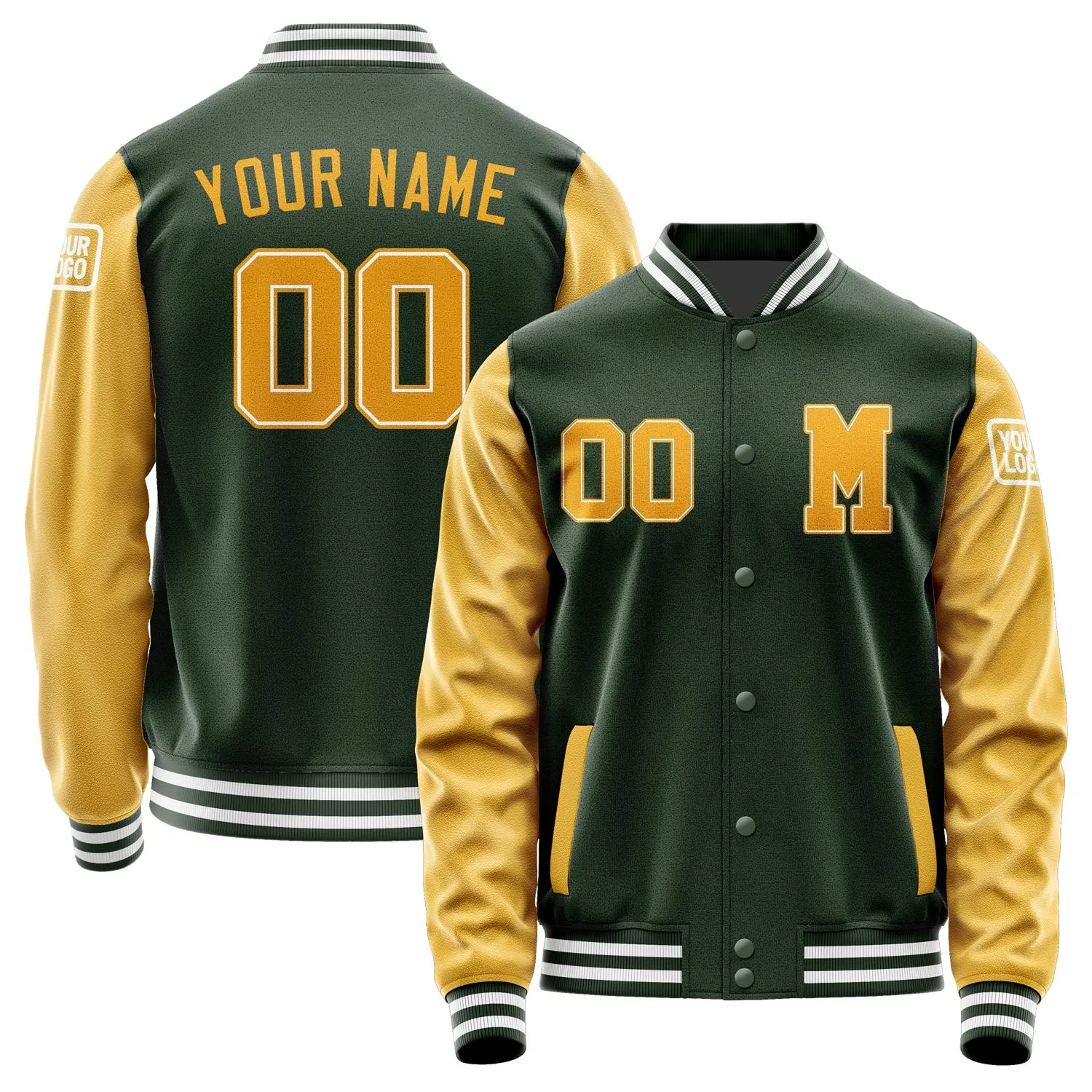 Custom Dark Green Yellow Jacket sold by Tailorly