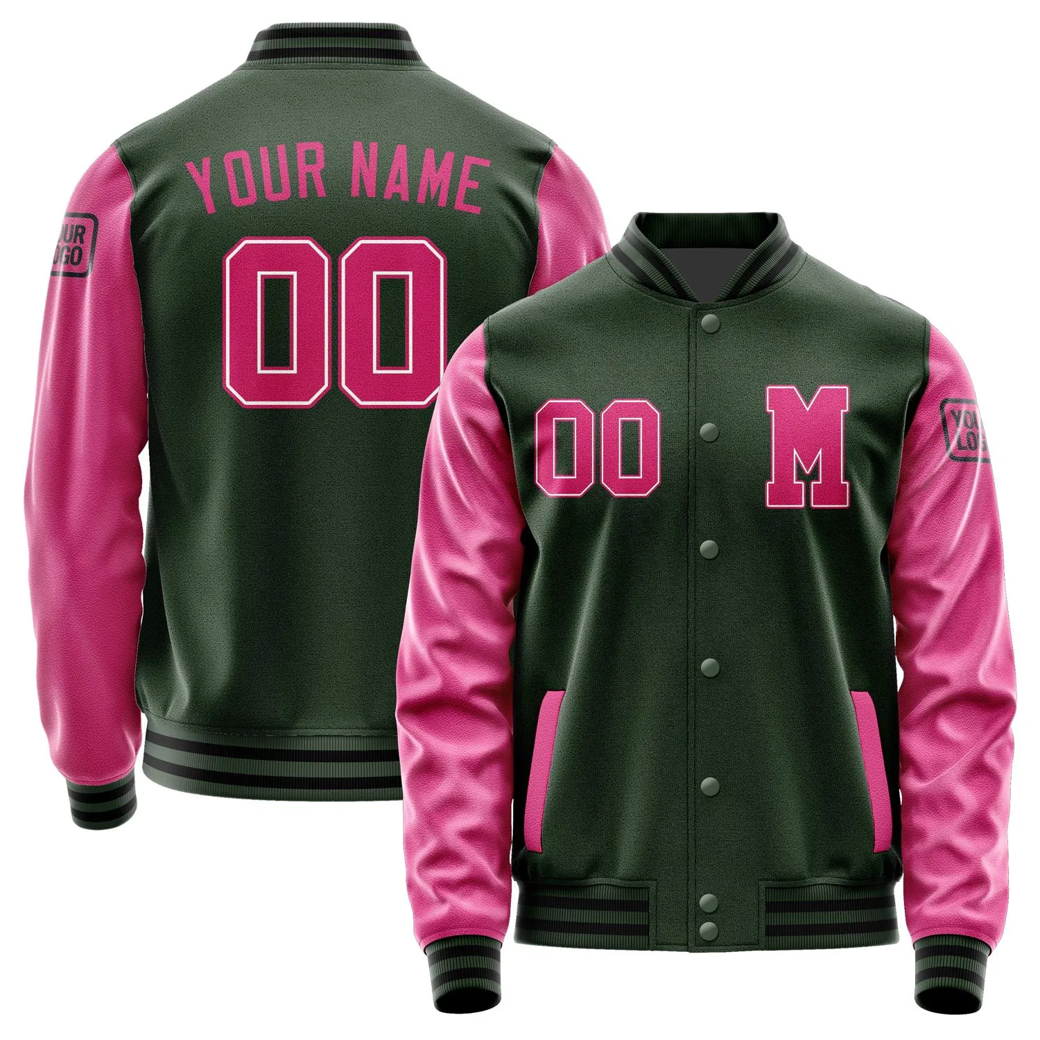 Custom Dark Green Pink Jacket sold by Tailorly