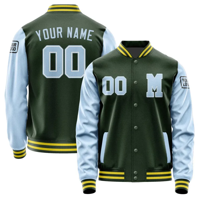 Custom Dark Green Light Blue Jacket sold by Tailorly