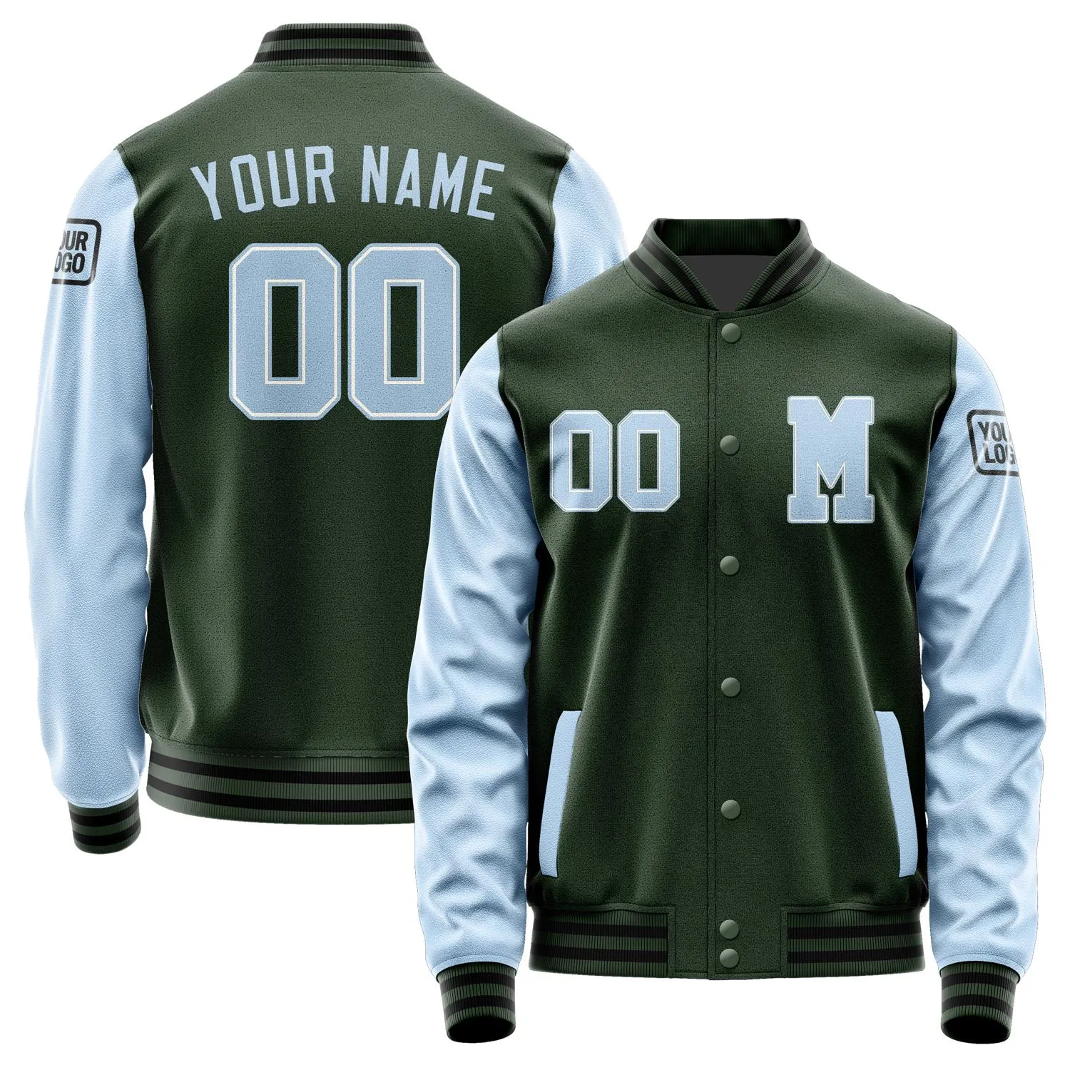 Custom Dark Green Light Blue Jacket sold by Tailorly