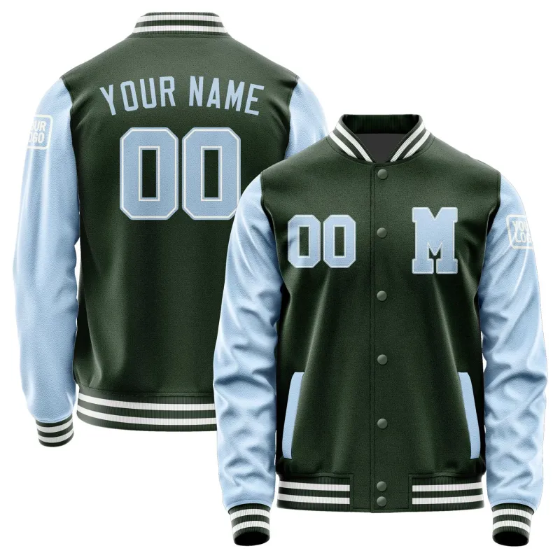 Custom Dark Green Light Blue Jacket sold by Tailorly