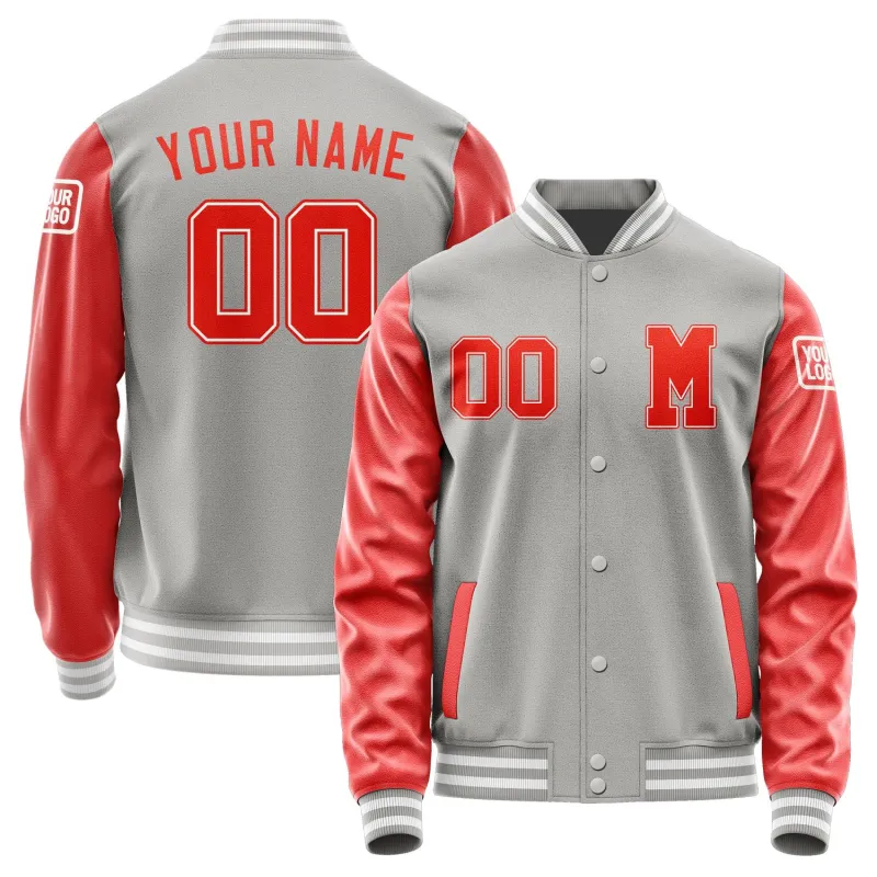 Custom Gray Orange Red Jacket sold by Tailorly