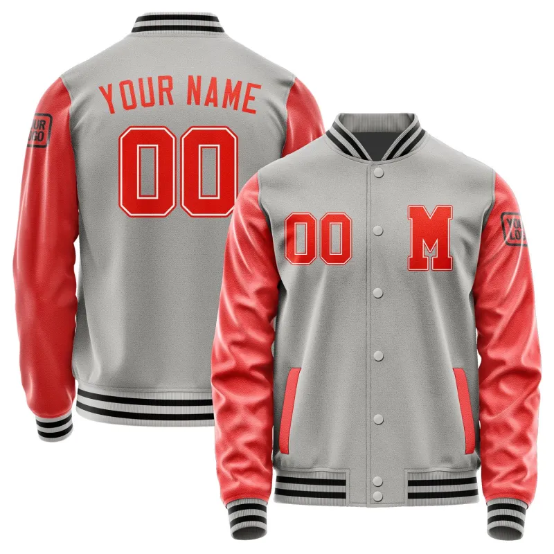 Custom Gray Orange Red Jacket sold by Tailorly
