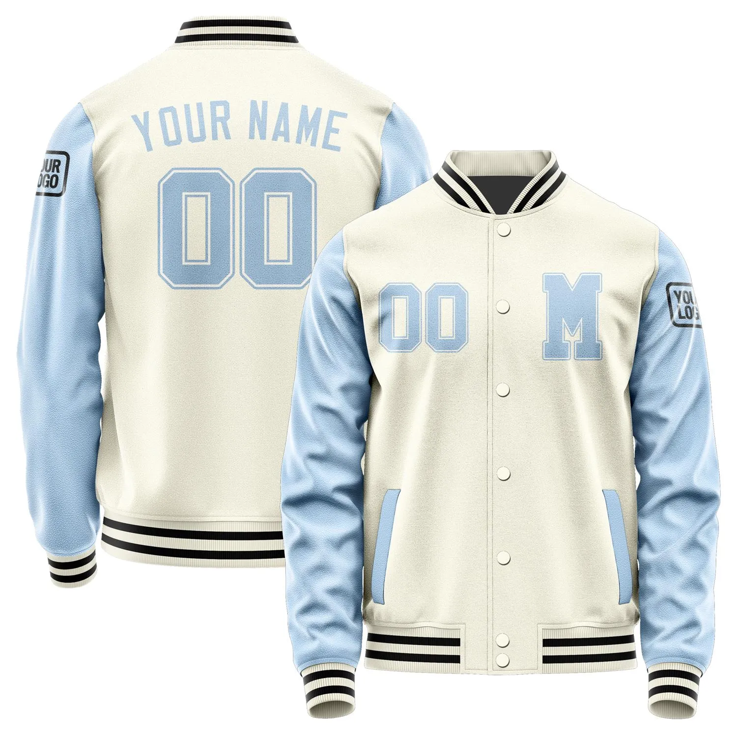 Custom Cream Light Blue Jacket sold by Tailorly