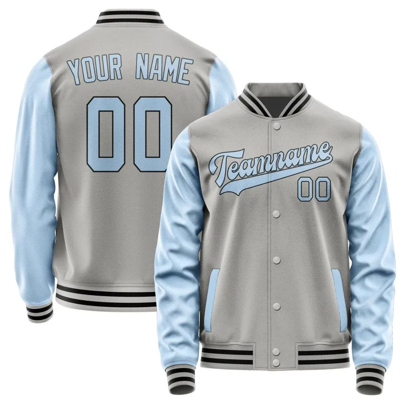 Custom Gray Light Blue Jacket sold by Tailorly