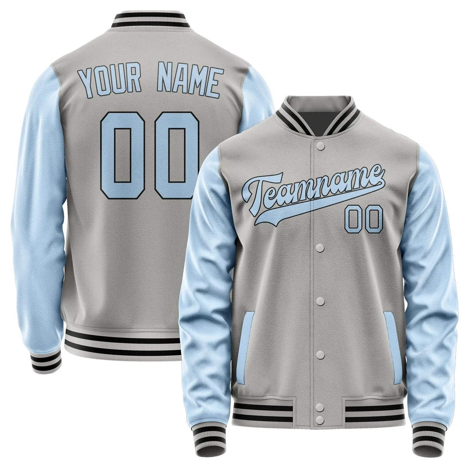 Custom Gray Light Blue Jacket sold by Tailorly