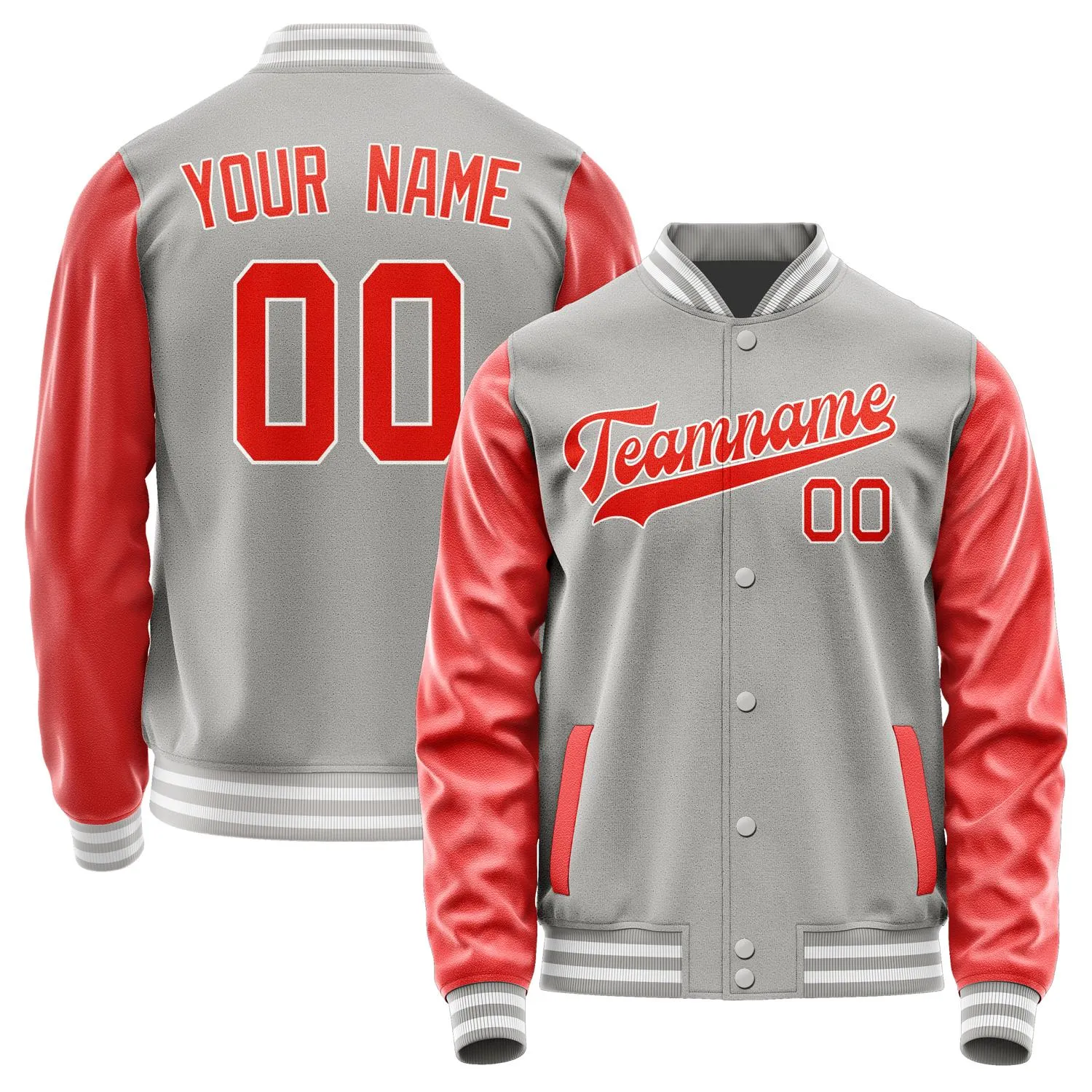 Custom Gray Orange Red Jacket sold by Tailorly