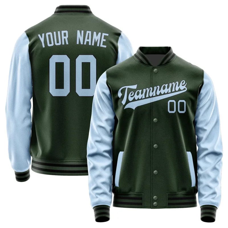 Custom Dark Green Light Blue Jacket sold by Tailorly