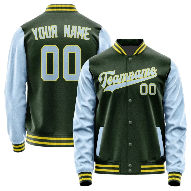 Custom Dark Green Light Blue Jacket sold by Tailorly