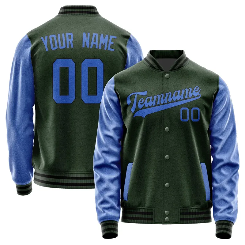 Custom Dark Green Sky Blue Jacket sold by Tailorly