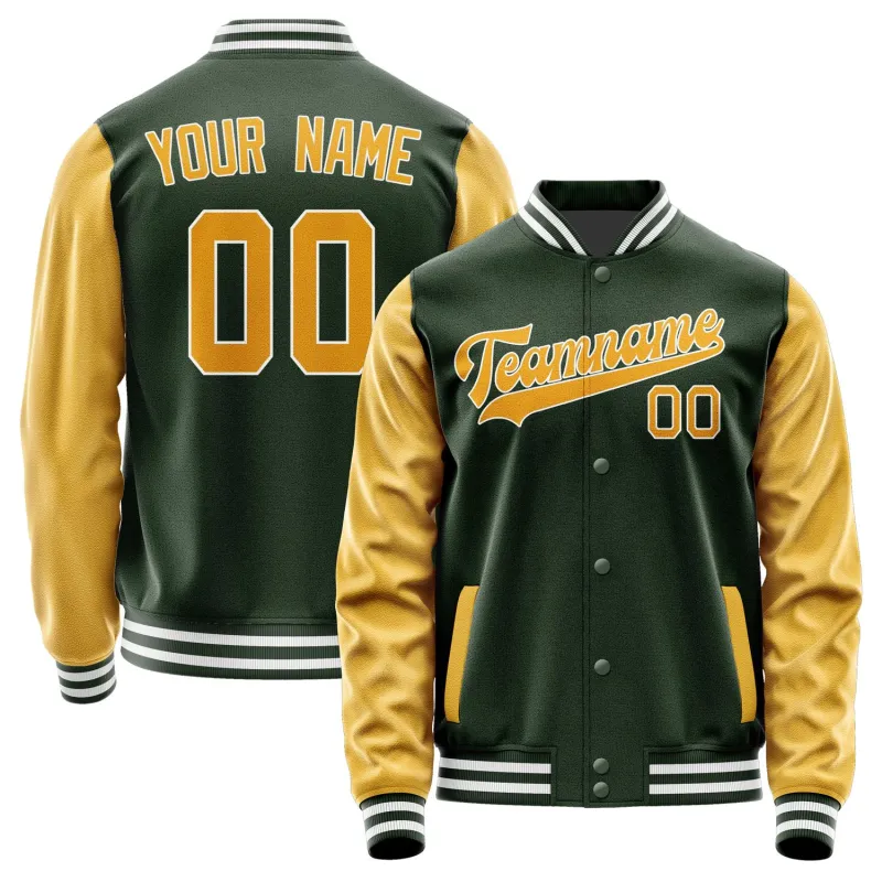 Custom Dark Green Yellow Jacket sold by Tailorly