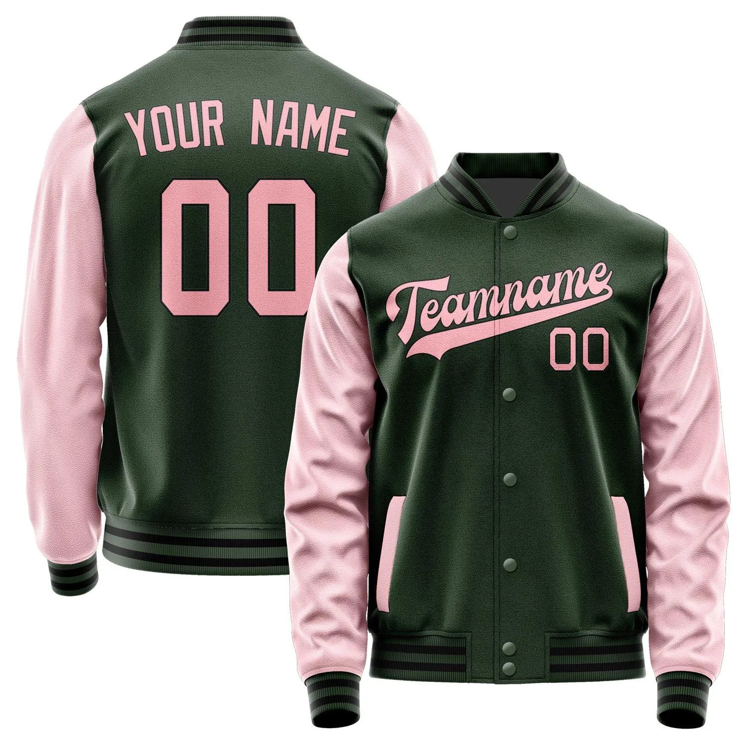 Custom Dark Green Light Pink Jacket sold by Tailorly