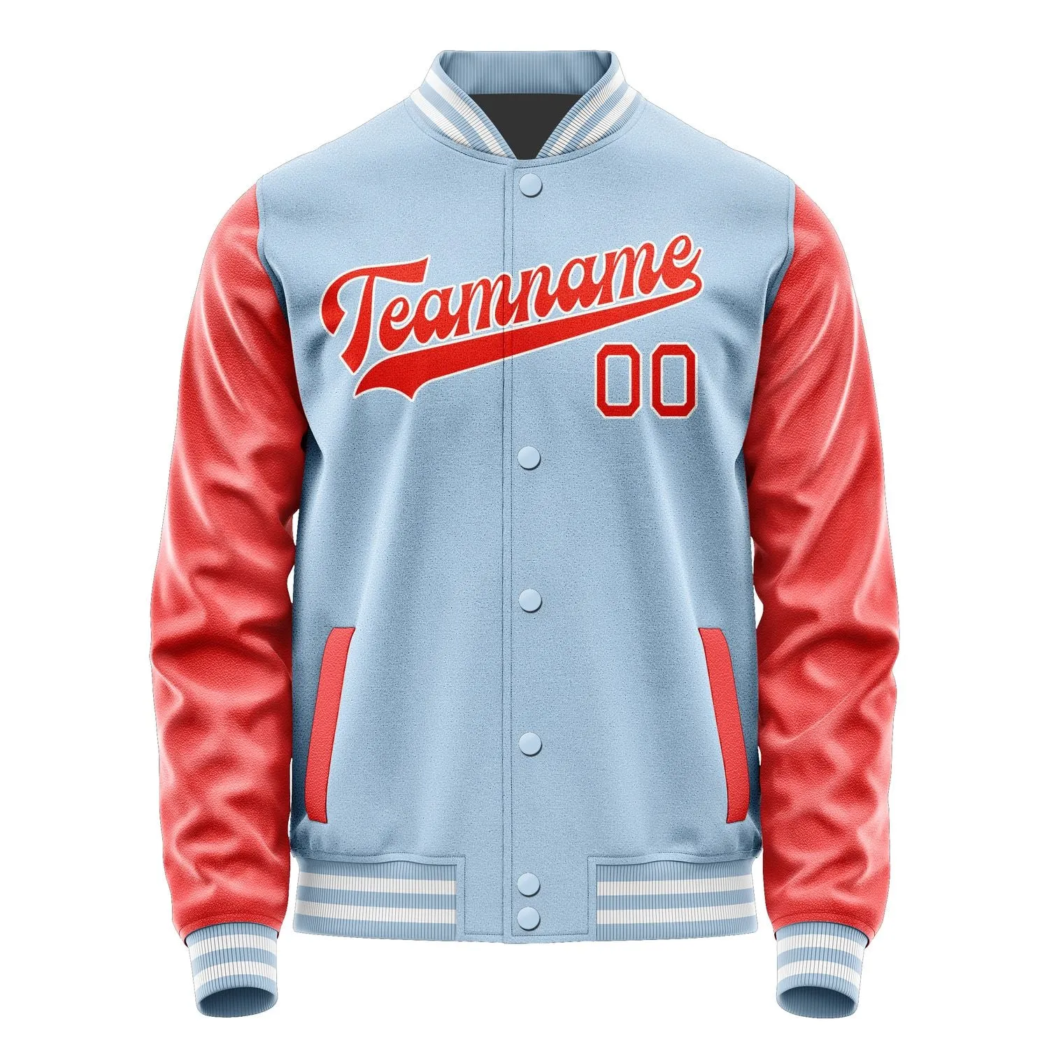 Custom Light Blue Orange Red Jacket sold by Tailorly product image thumbnail 4