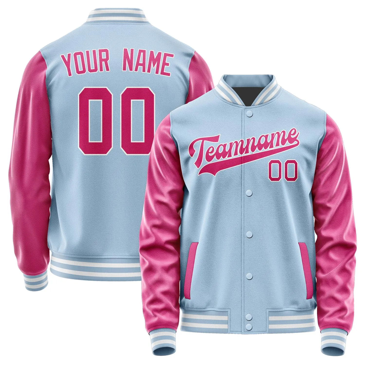 Custom Light Blue Pink Jacket sold by Tailorly