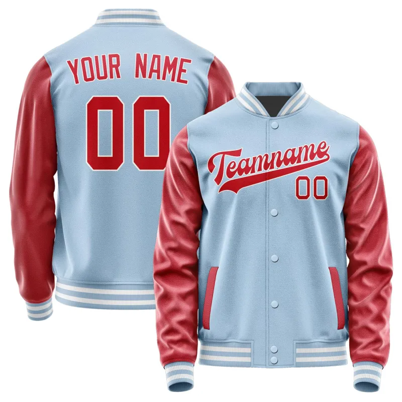 Custom Light Blue Red Jacket sold by Tailorly