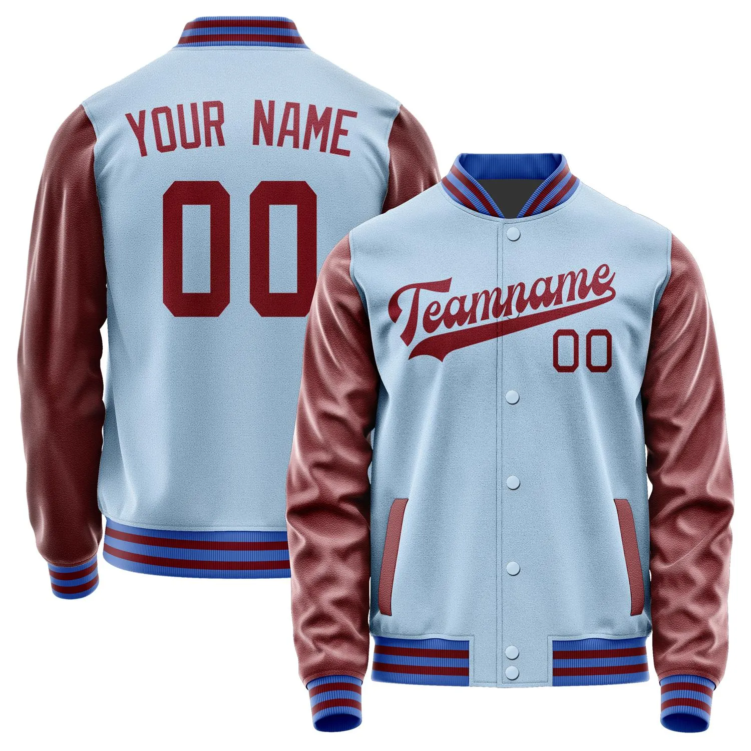 Custom Light Blue Crimson Red Jacket sold by Tailorly