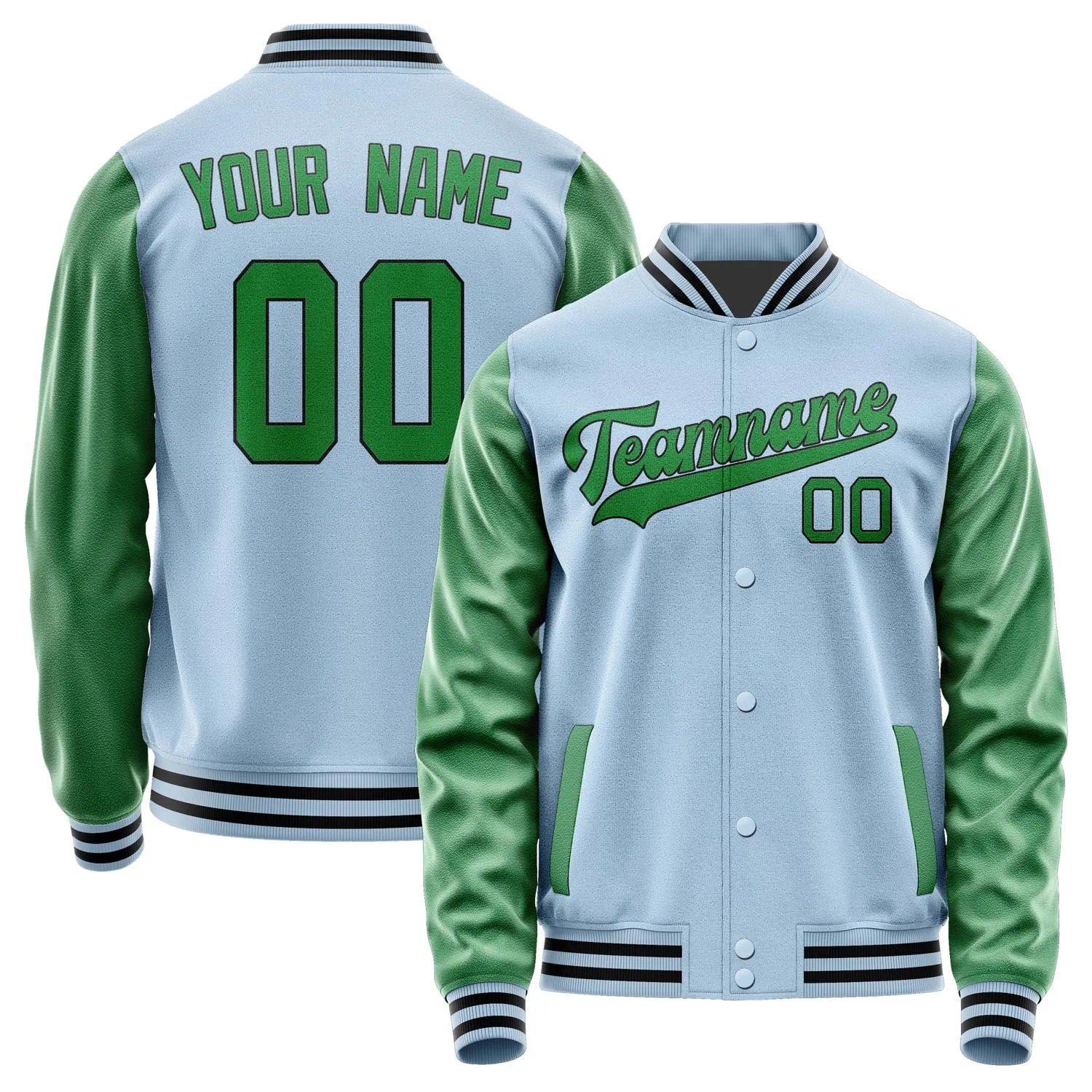 Custom Light Blue Emerald Green Jacket sold by Tailorly