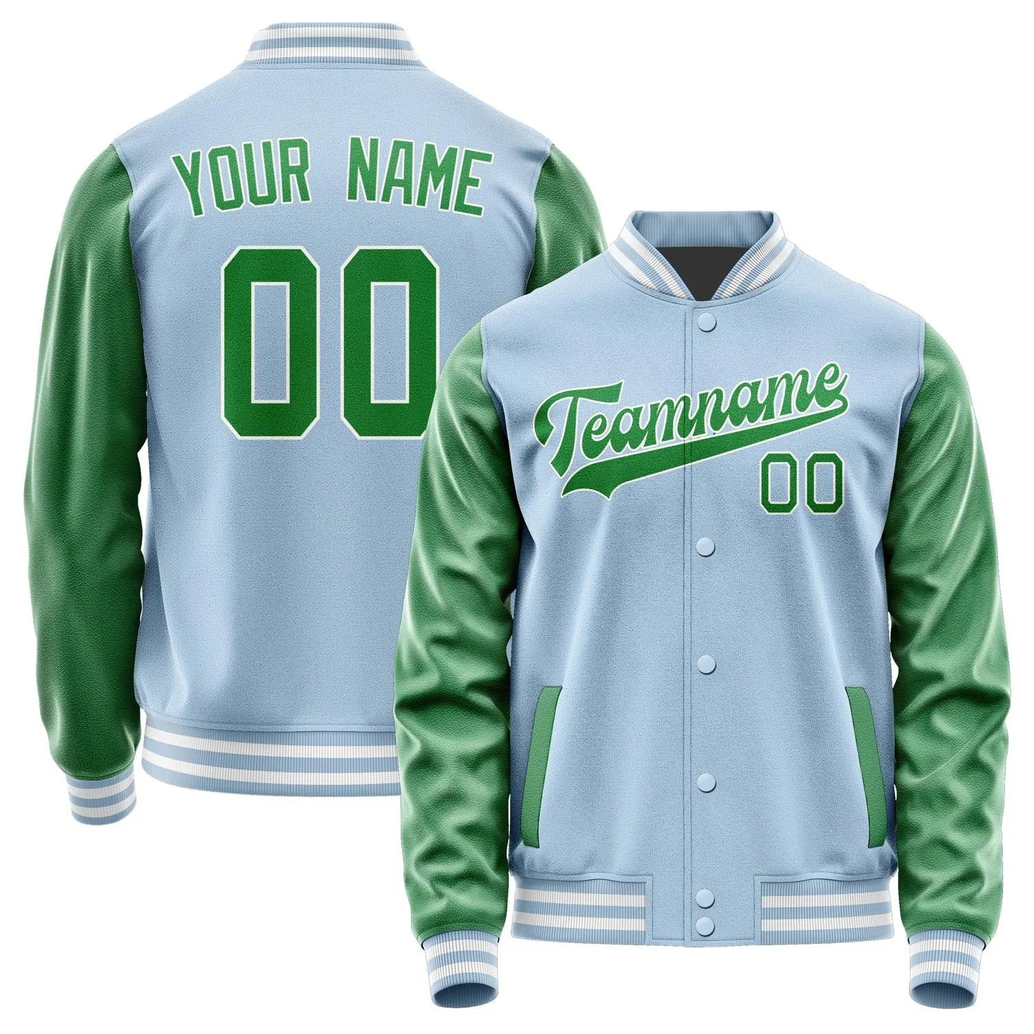 Custom Light Blue Emerald Green Jacket sold by Tailorly
