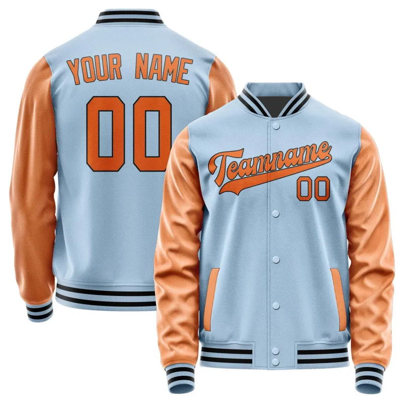 Custom Light Blue Orange Jacket sold by Tailorly