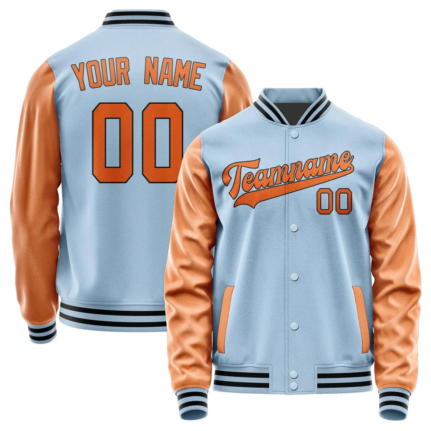 Custom Light Blue Orange Jacket sold by Tailorly
