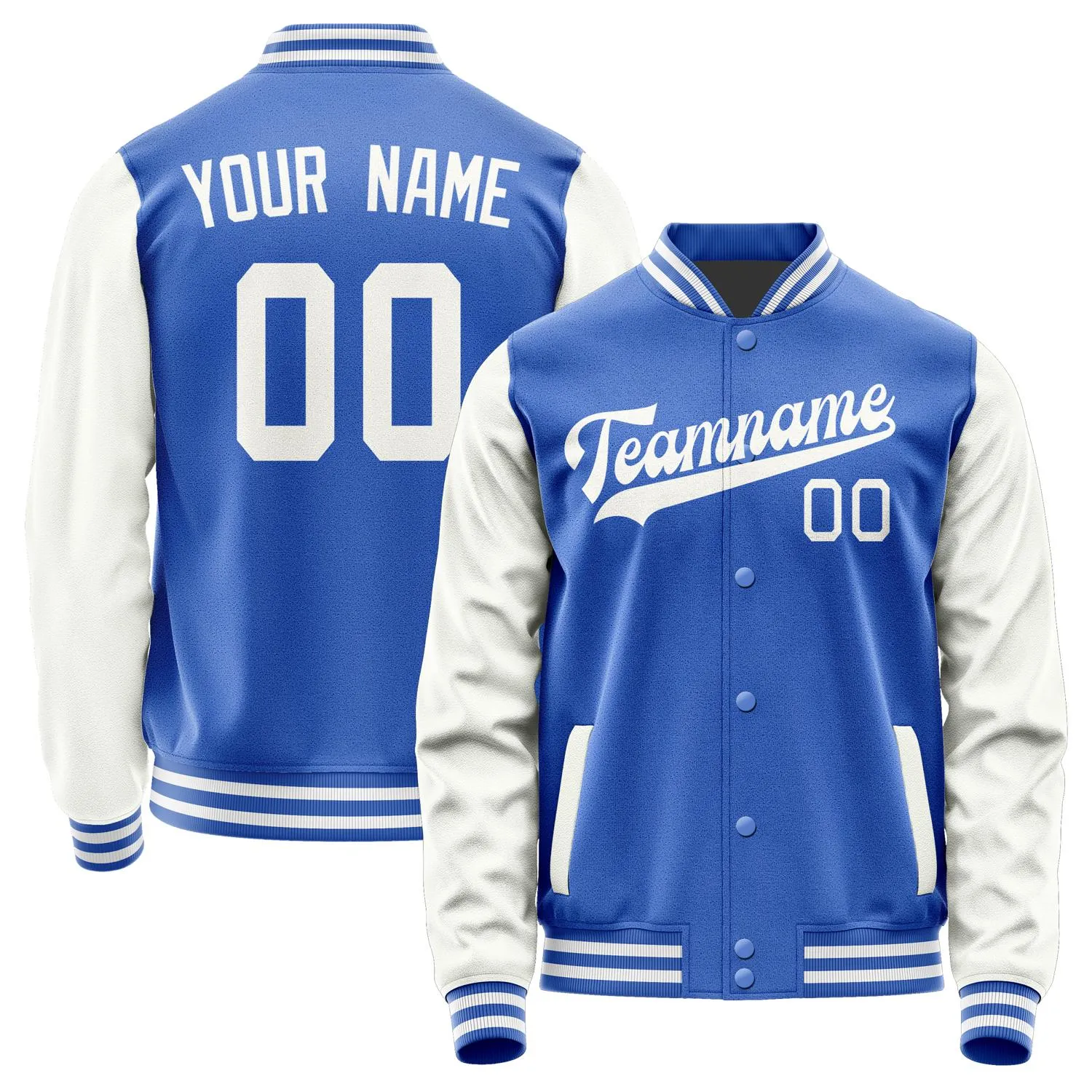 Custom Sky Blue White Jacket sold by Tailorly