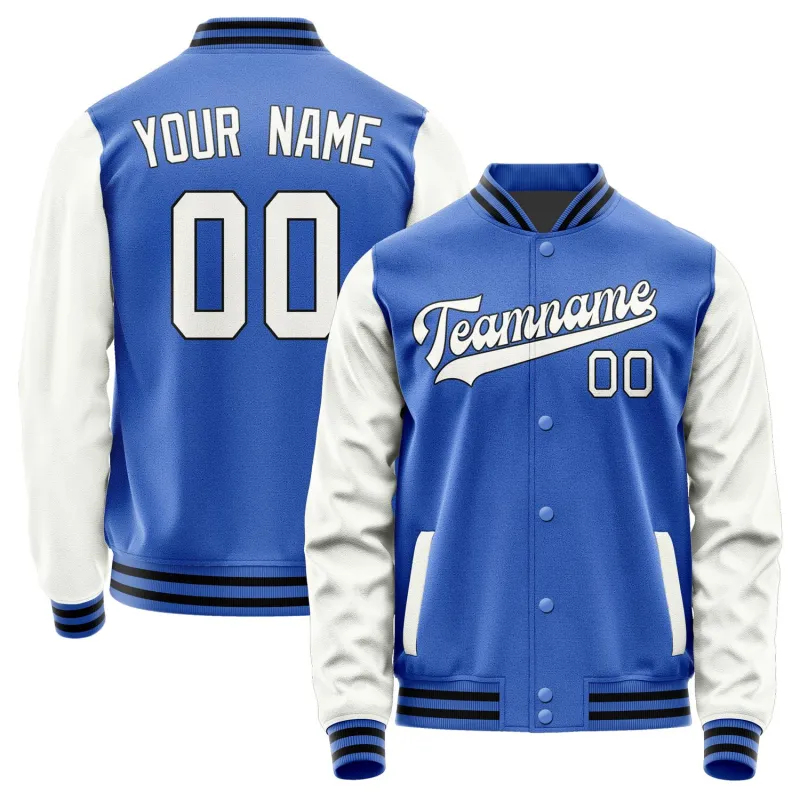 Custom Sky Blue White Jacket sold by Tailorly