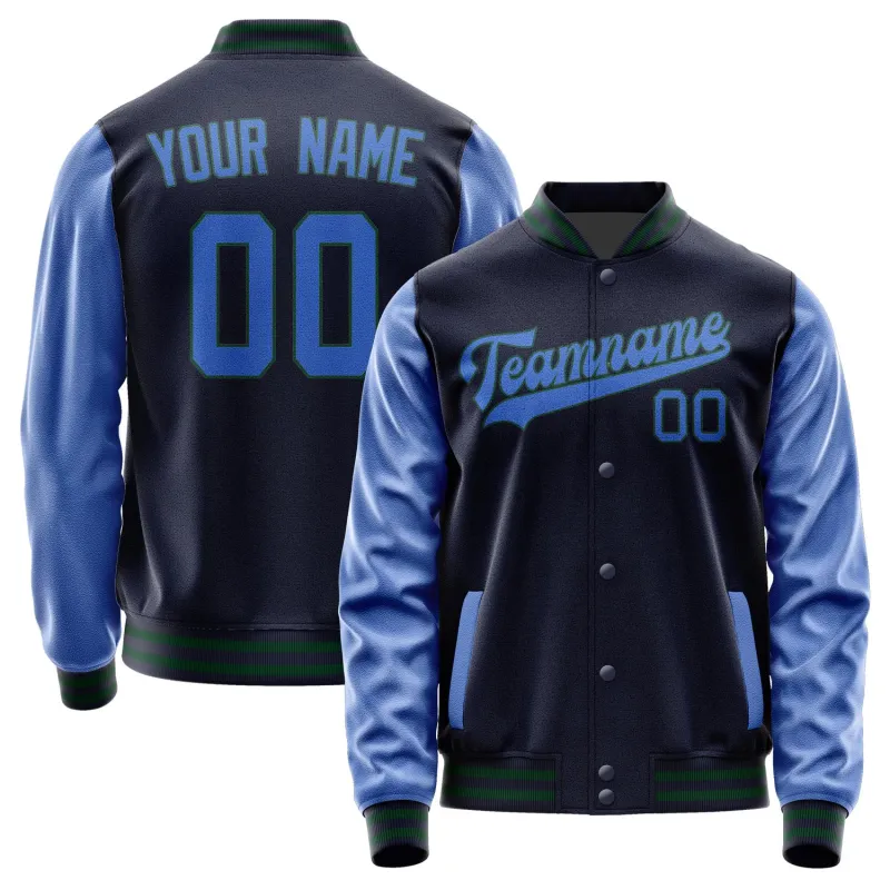 Custom Navy Sky Blue Jacket sold by Tailorly