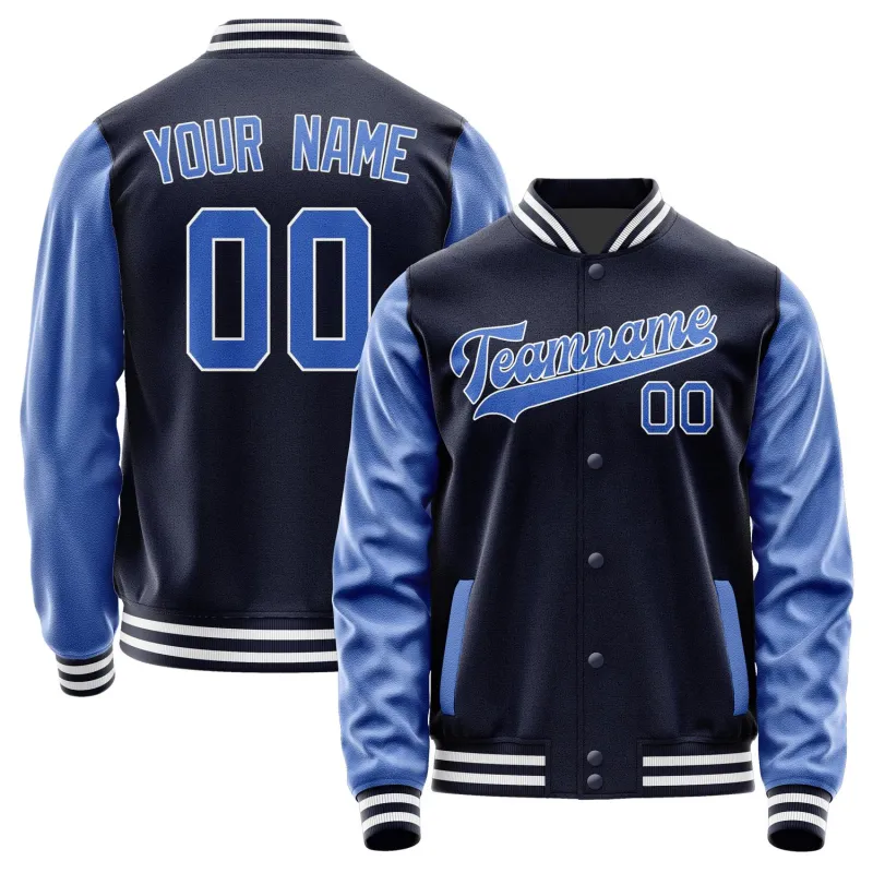 Custom Navy Sky Blue Jacket sold by Tailorly