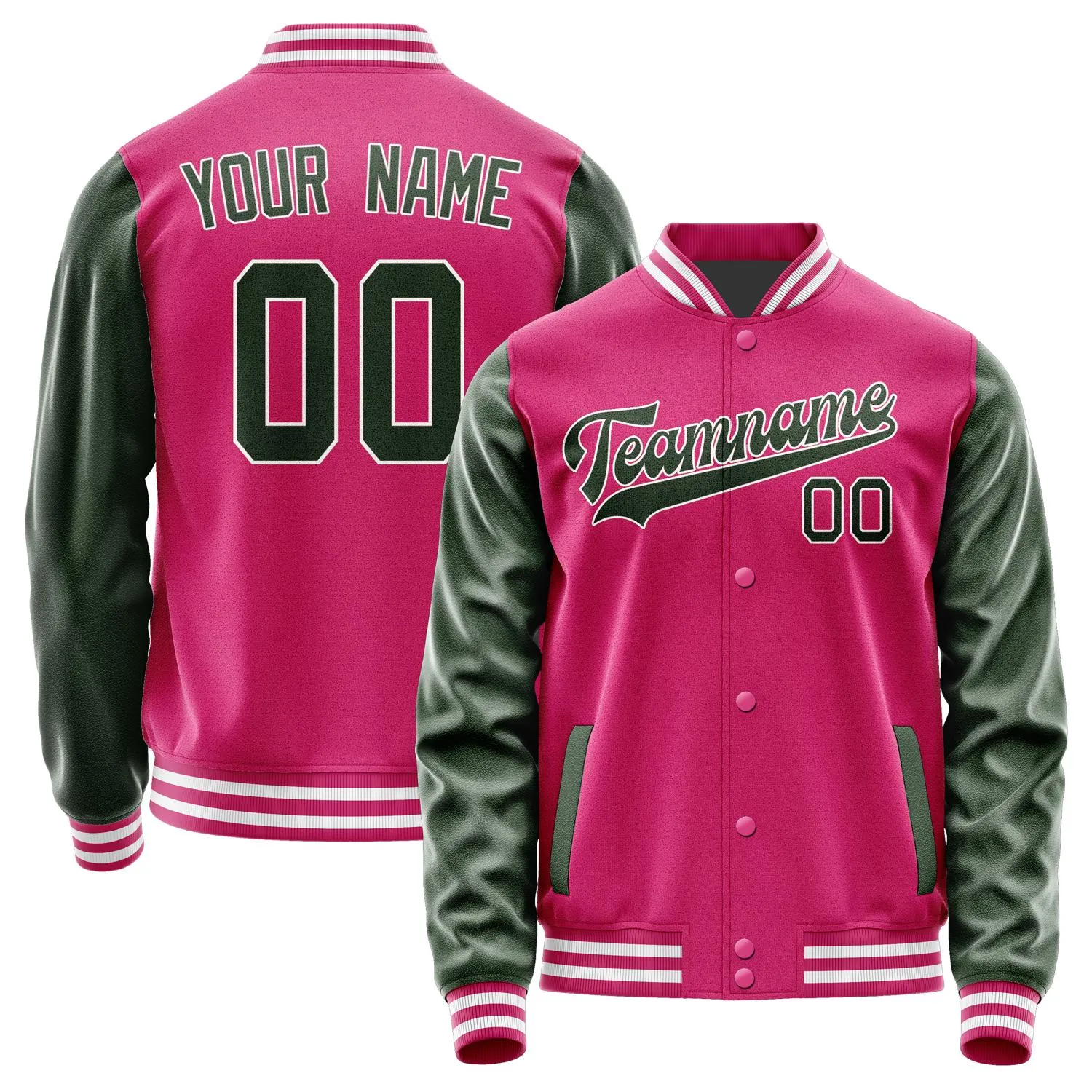 Custom Pink Dark Green Jacket sold by Tailorly
