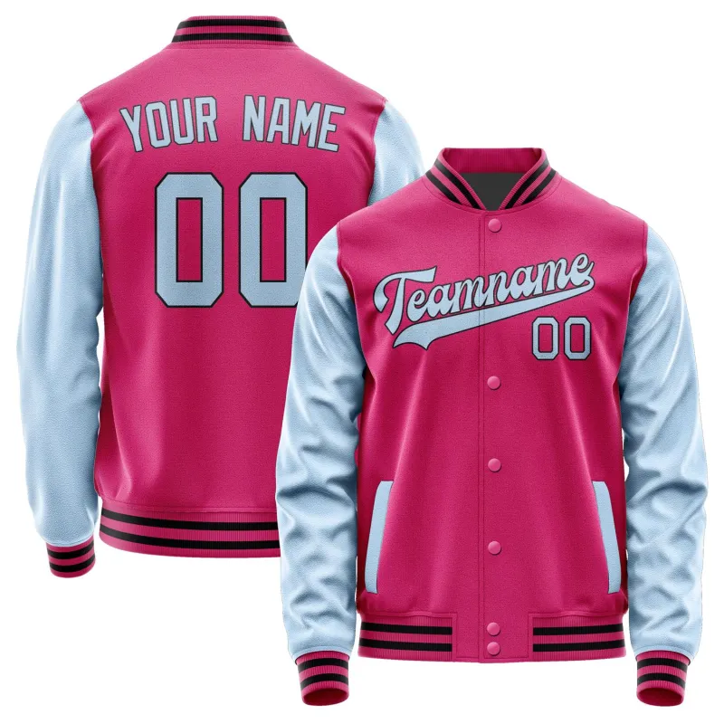 Custom Pink Light Blue Jacket sold by Tailorly