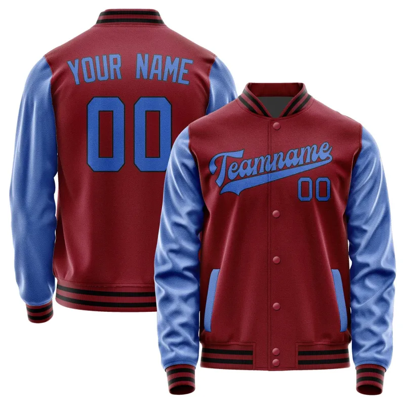 Custom Crimson Red Sky Blue Jacket sold by Tailorly