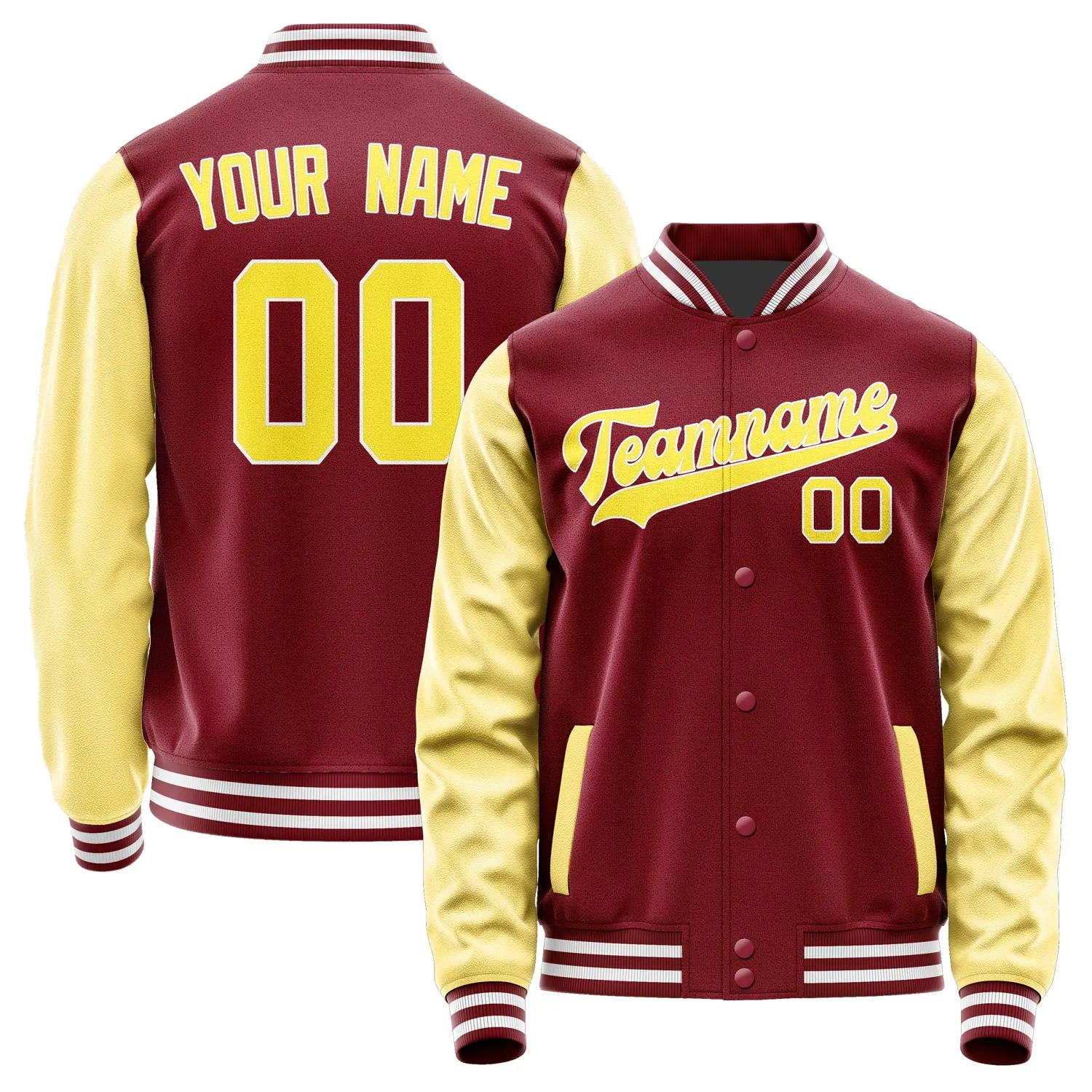 Custom Crimson Red Light Yellow Jacket sold by Tailorly