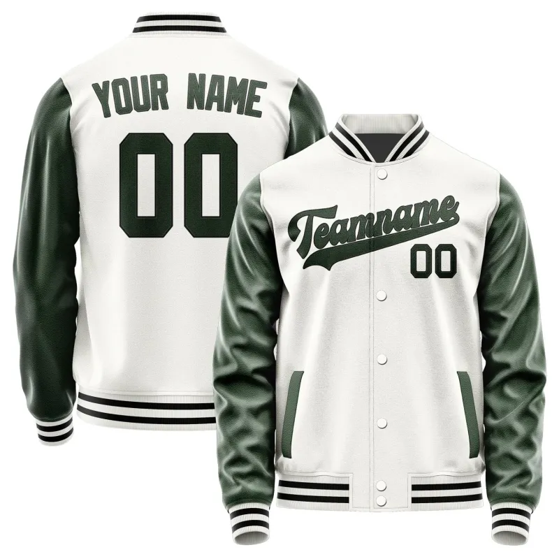 Custom White Dark Green Jacket sold by Tailorly