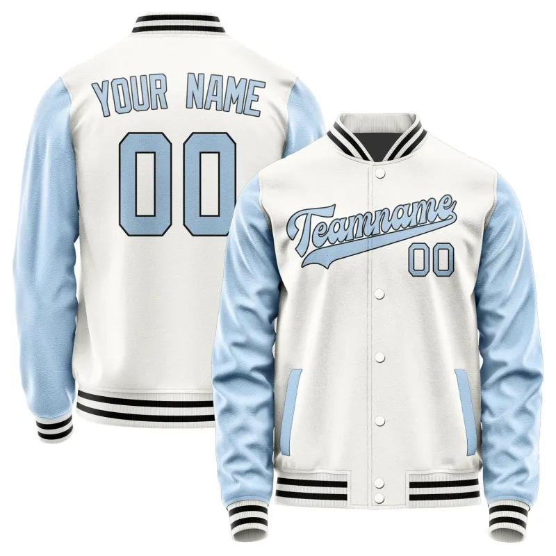 Custom White Light Blue Jacket sold by Tailorly
