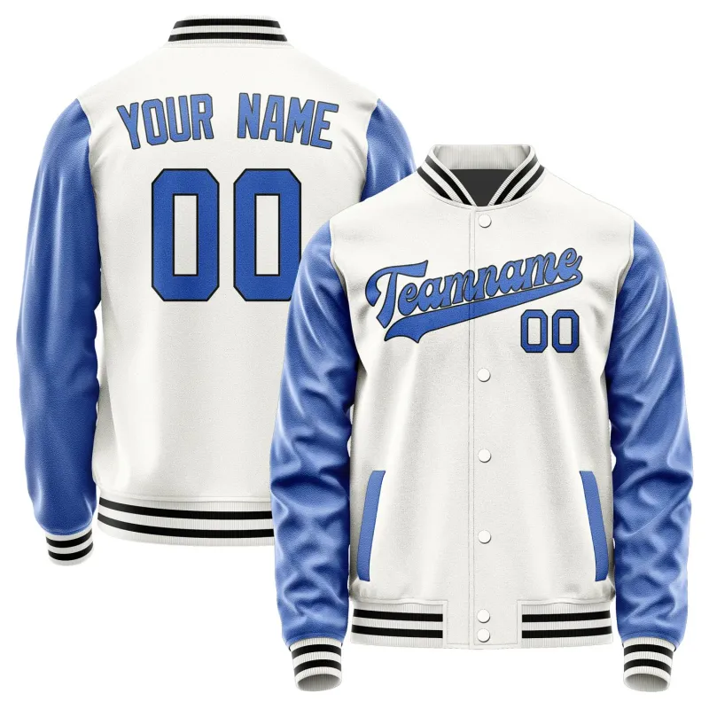 Custom White Sky Blue Jacket sold by Tailorly