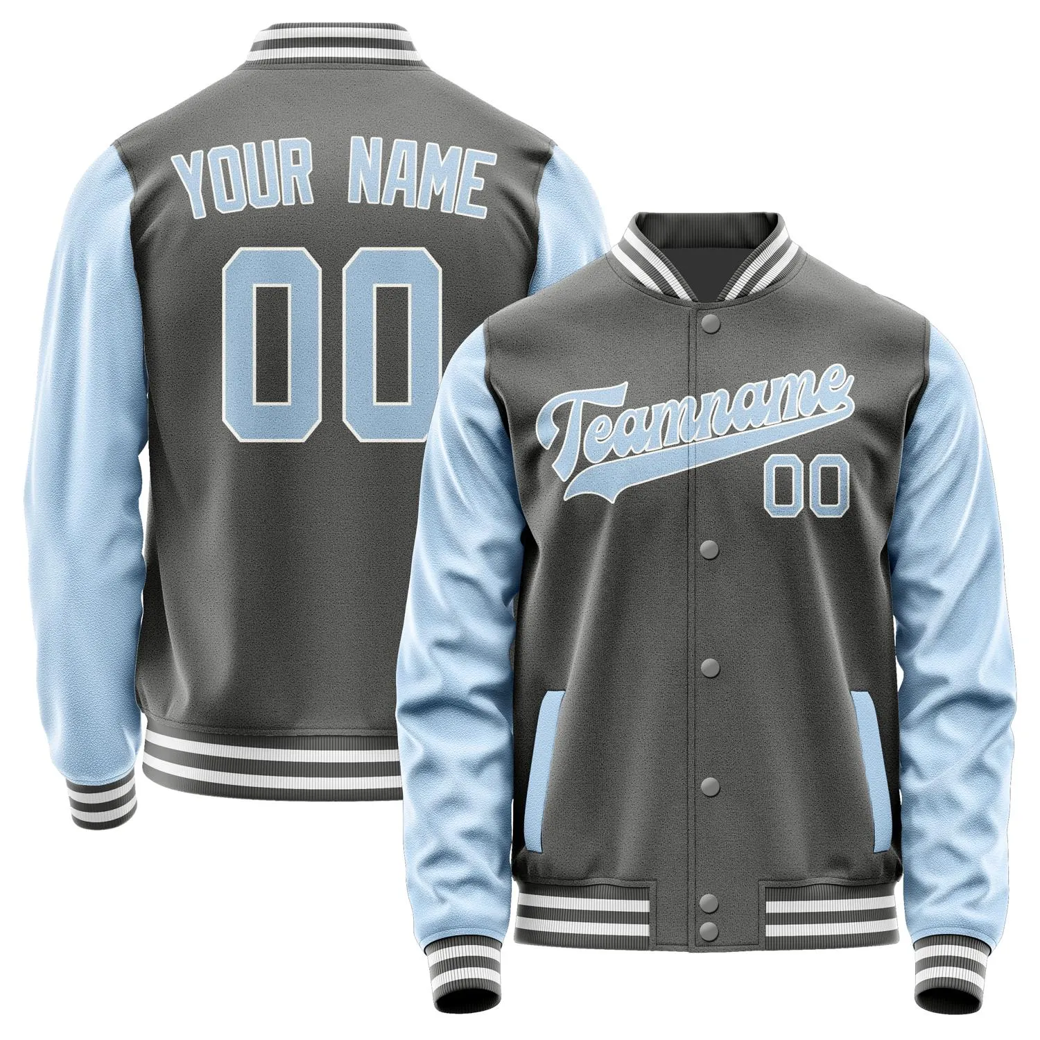 Custom Dark Grey Light Blue Jacket sold by Tailorly