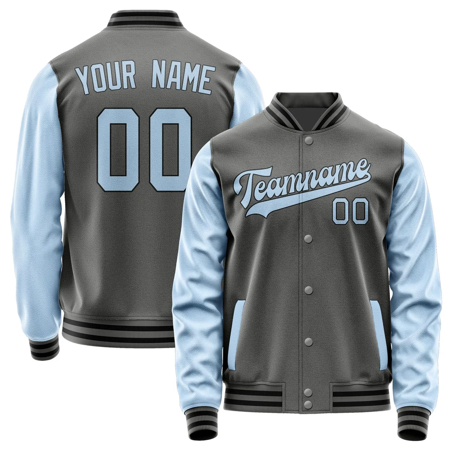 Custom Dark Grey Light Blue Jacket sold by Tailorly