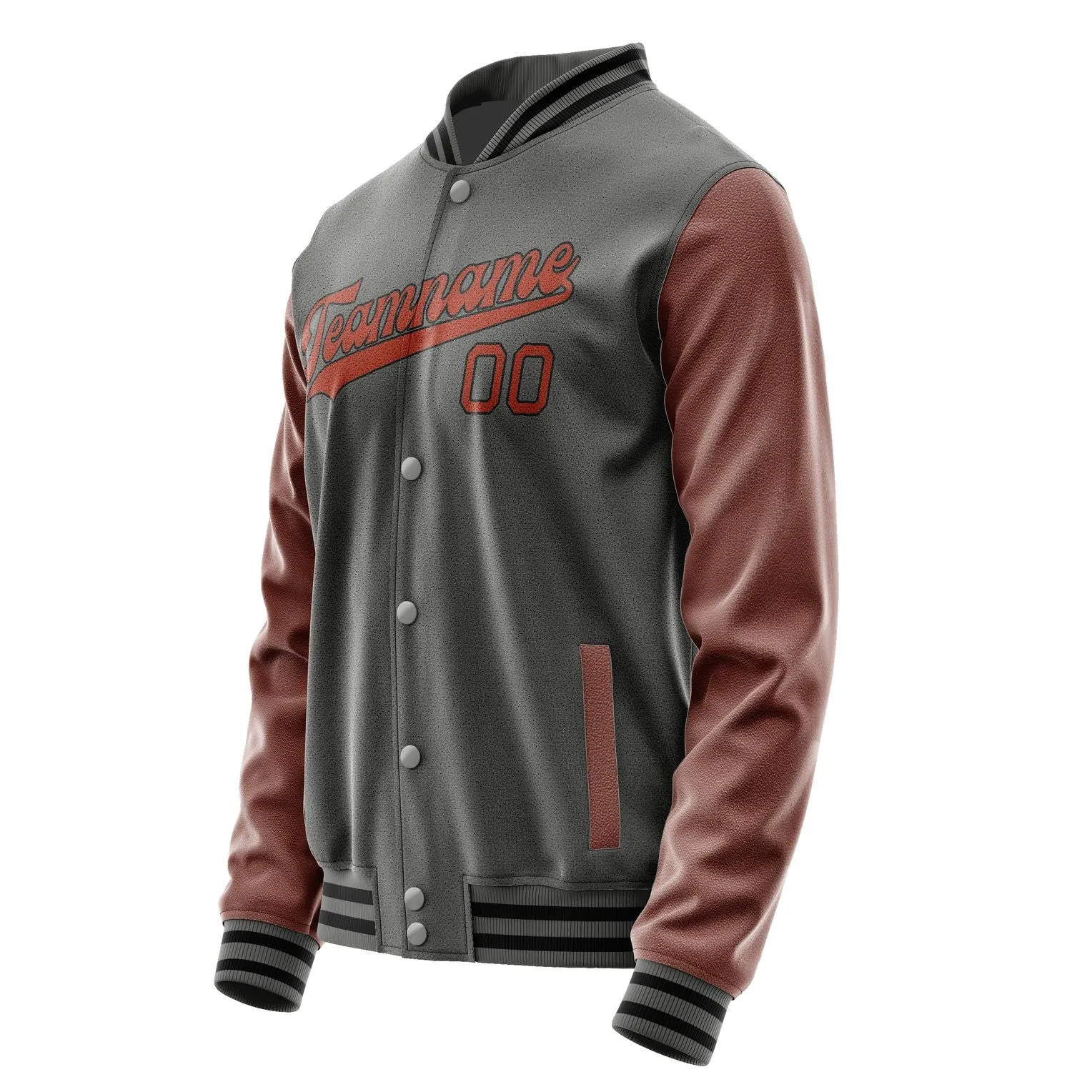 Custom Dark Grey Coral Red Jacket sold by Tailorly product image thumbnail 2