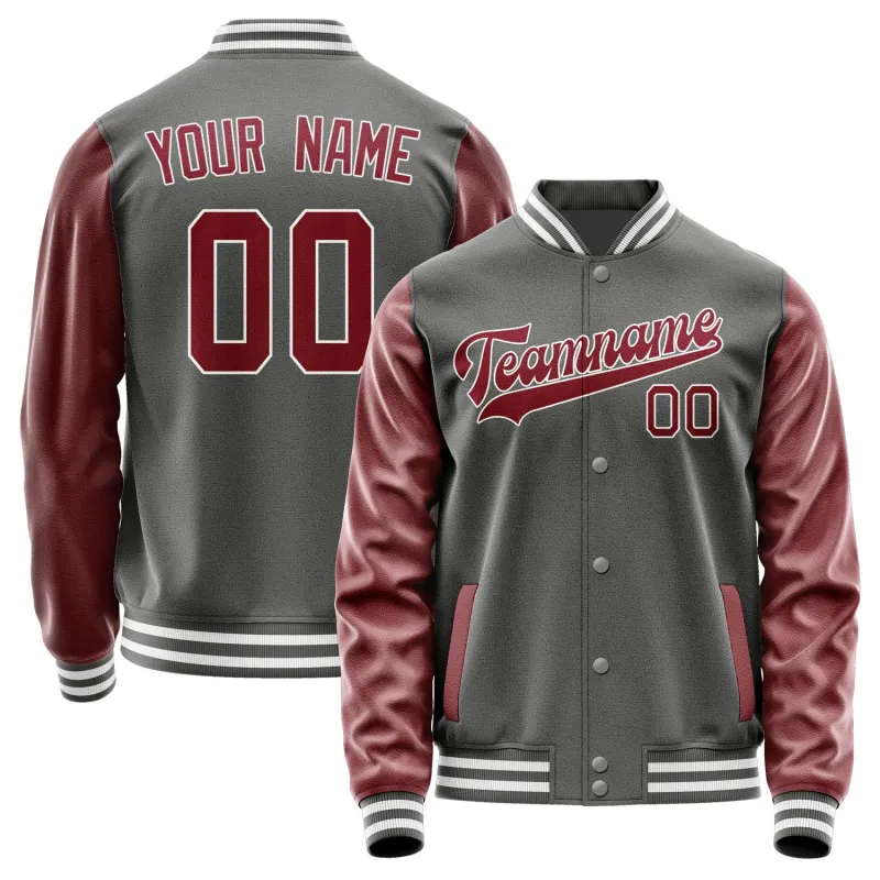Custom Dark Grey Crimson Red Jacket sold by Tailorly