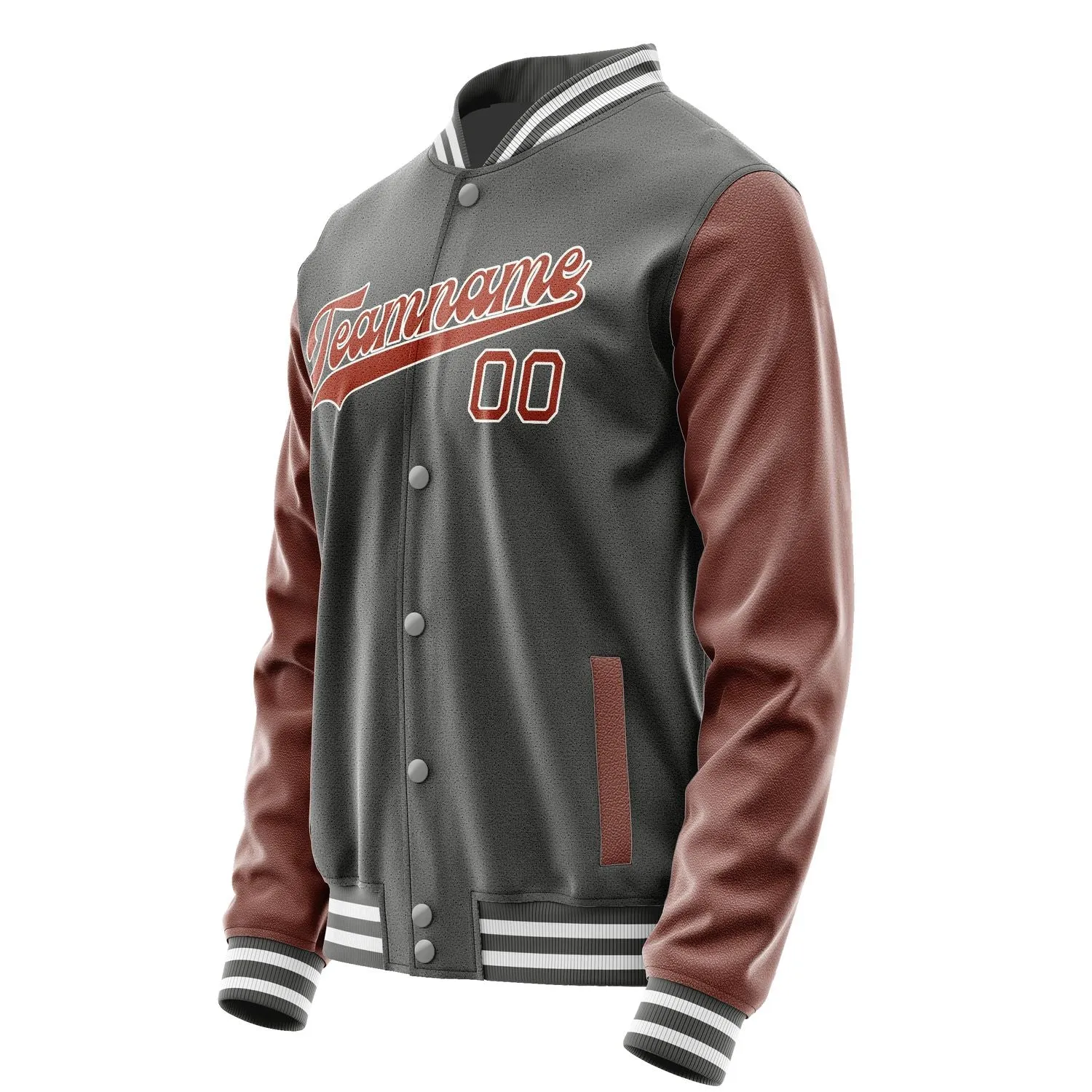 Custom Dark Grey Coral Red Jacket sold by Tailorly product image thumbnail 2