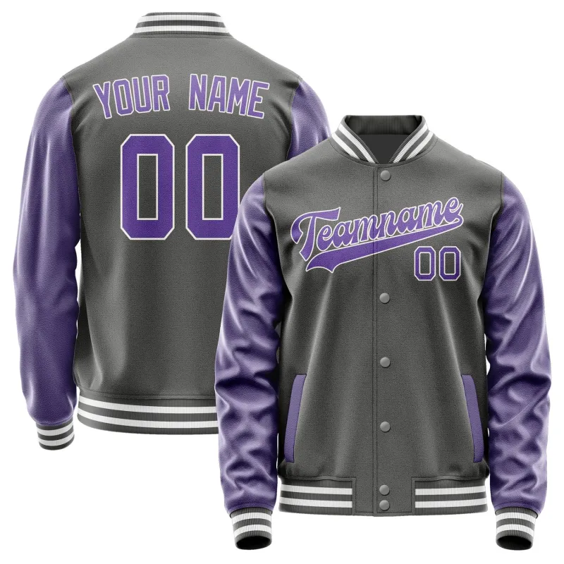 Custom Dark Grey Light Purple Jacket sold by Tailorly