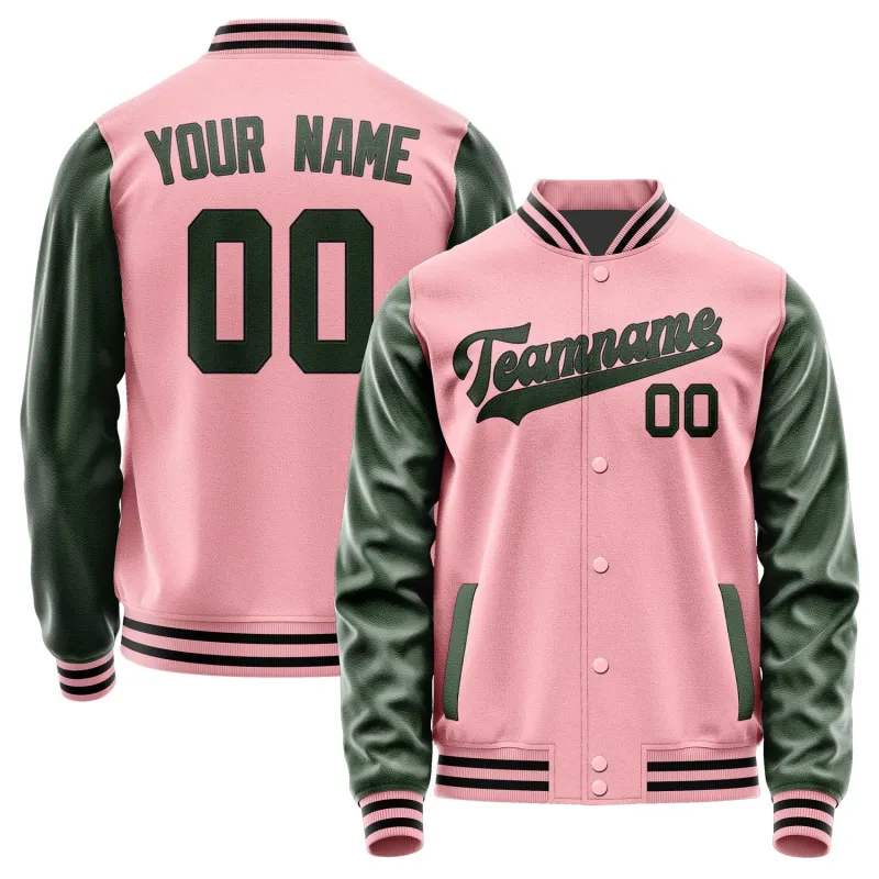 Custom Light Pink Dark Green Jacket sold by Tailorly