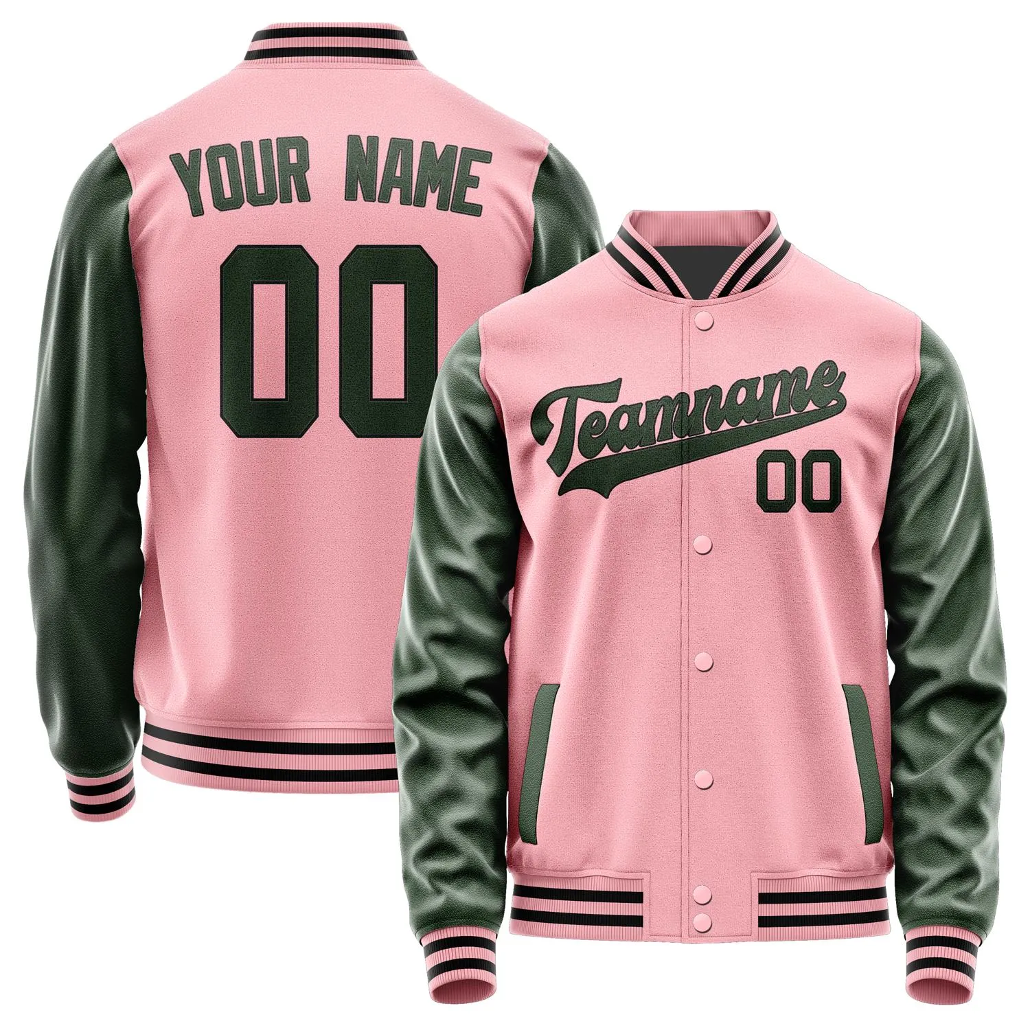 Custom Light Pink Dark Green Jacket sold by Tailorly