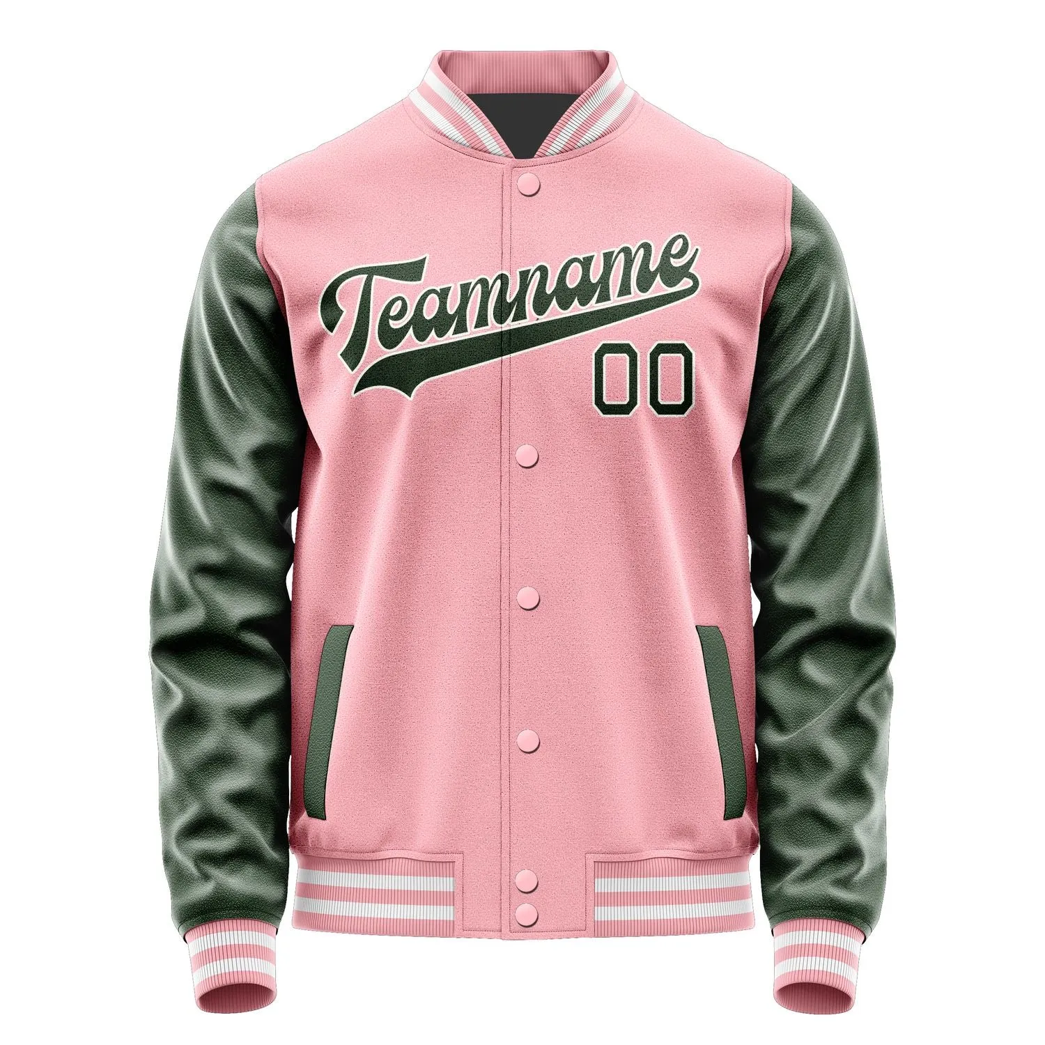 Custom Light Pink Dark Green Jacket sold by Tailorly product image thumbnail 4