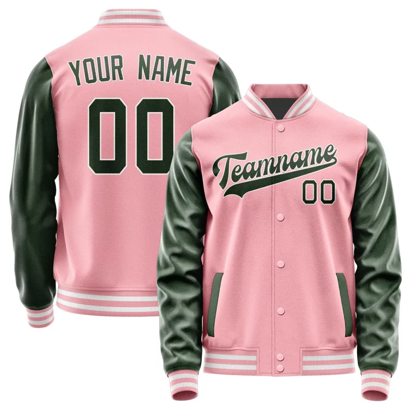 Custom Light Pink Dark Green Jacket sold by Tailorly